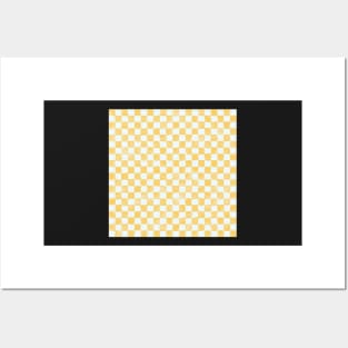 Buttery yellow watercolor checker pattern Posters and Art